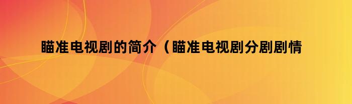 瞄准电视剧的简介（瞄准电视剧分剧剧情介绍）