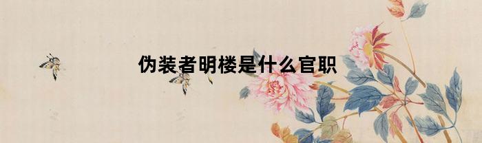 伪装者明楼是什么官职