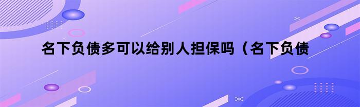 名下负债多可以给别人担保吗（名下负债多可以给别人担保吗知乎）