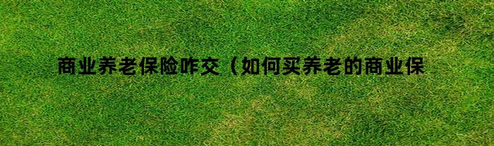 商业养老保险咋交(如何买养老的商业保险)