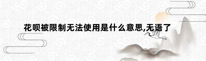 花呗被限制无法使用是什么意思,无语了（花呗被限制无法使用是什么意思怎么办）