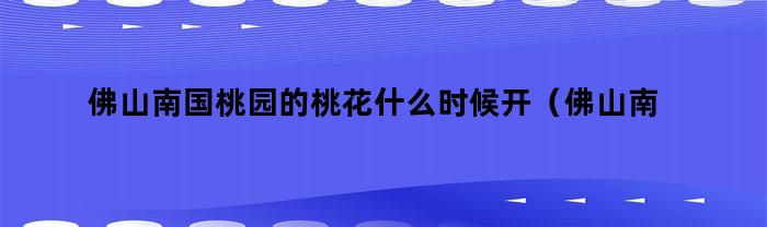 佛山南国桃园的桃花什么时候开（佛山南国桃园什么时候开花）