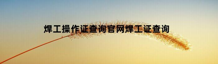 焊工操作证查询官网焊工证查询
