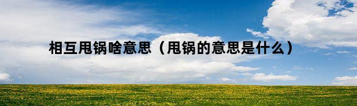 相互甩锅啥意思(甩锅的意思是什么)