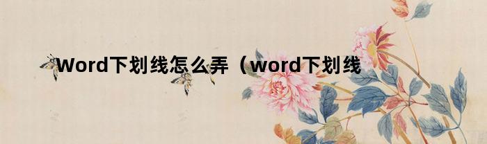 Word下划线怎么弄（word下划线咋弄）