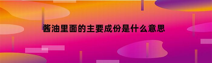 酱油里面的主要成份是什么意思