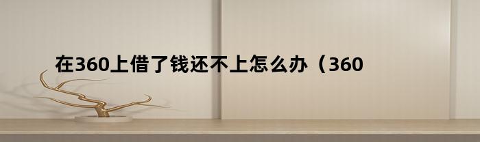 在360上借了钱还不上怎么办(360借了款不还会如何)