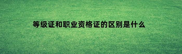 等级证和职业资格证的区别是什么