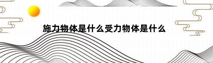 施力物体是什么受力物体是什么