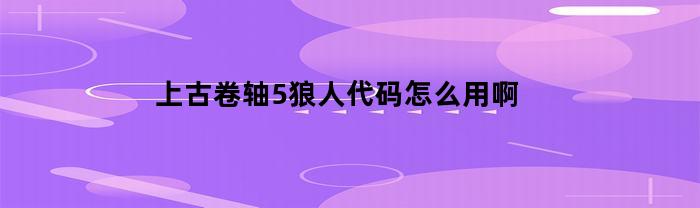 上古卷轴5狼人代码使用方法详解