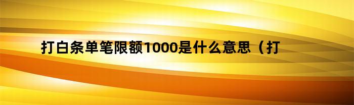 打白条单笔限额1000是什么意思（打白条单笔限额1000是什么意思呀）