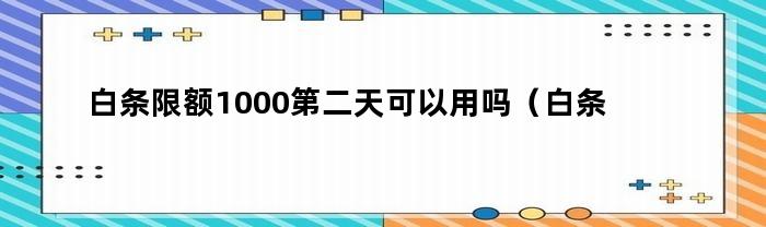 白条限额1000第二天可以使用吗？安全吗？