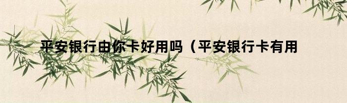 平安银行由你卡好用吗（平安银行卡有用吗）