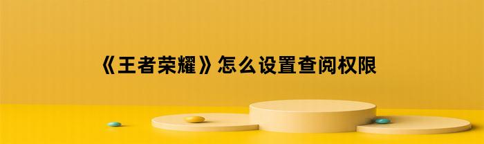 《王者荣耀》怎么设置查阅权限