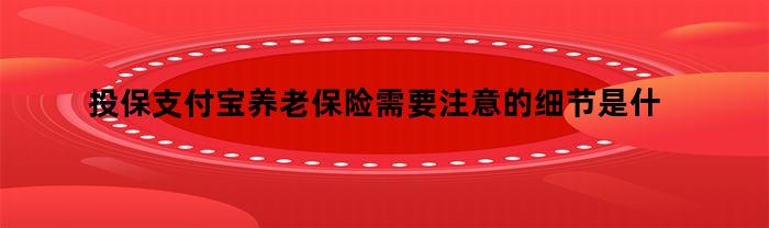 投保支付宝养老保险需要注意的细节是什么意思（投保支付宝养老保险需要注意的细节是什么呢）