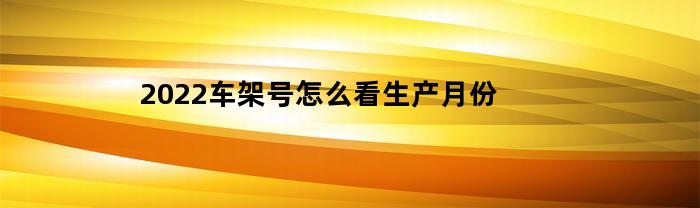 2022车架号怎么看生产月份
