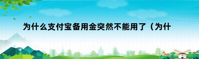 为什么支付宝备用金突然不能用了？怎么回事？