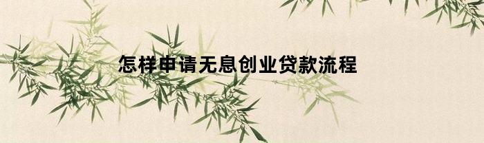 怎样申请无息创业贷款流程