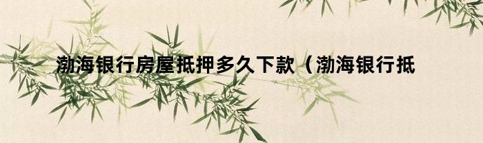 渤海银行房屋抵押贷款审批周期是多久？