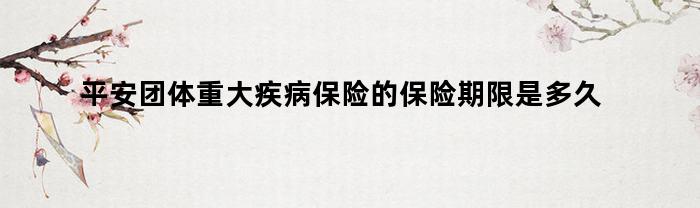 平安团体重大疾病保险的保险期限是多久（平安团体重大疾病保险保额）