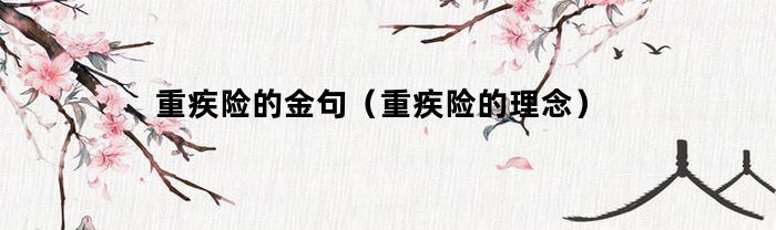 重疾险的金句（重疾险的理念）