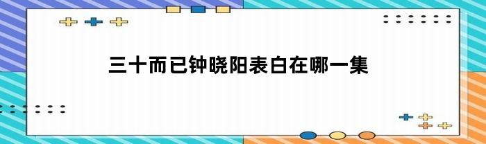 三十而已钟晓阳表白在哪一集