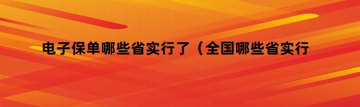 电子保单哪些省实行了（全国哪些省实行电子保单）