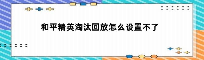 和平精英淘汰回放怎么设置不了