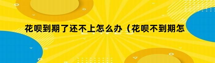花呗到期了还不上怎么办（花呗不到期怎么还花呗）