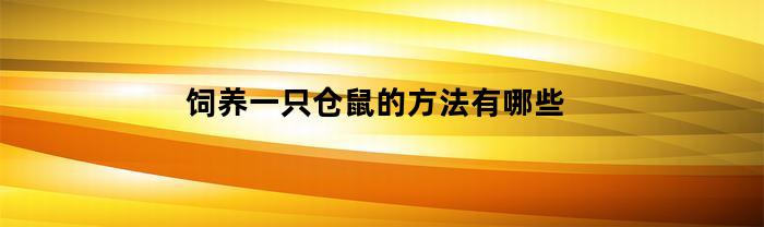 饲养一只仓鼠的方法有哪些