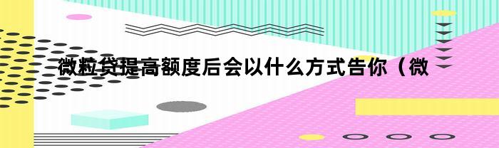 微粒贷提高额度后会以什么方式告你（微粒贷可以申请提高额度吗）