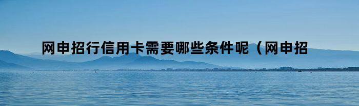 网申招行信用卡需要哪些条件呢（网申招行信用卡需要哪些条件才能通过）