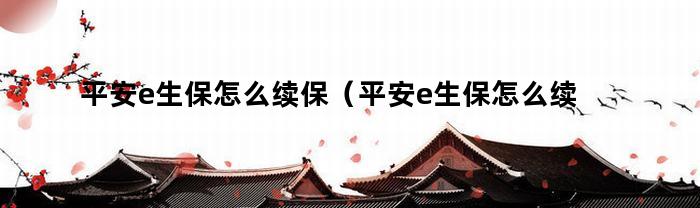 平安e生保怎么续保（平安e生保怎么续保缴费）