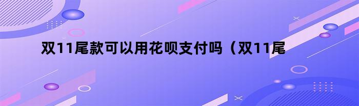 双11尾款是否安全可靠，能否用花呗支付？