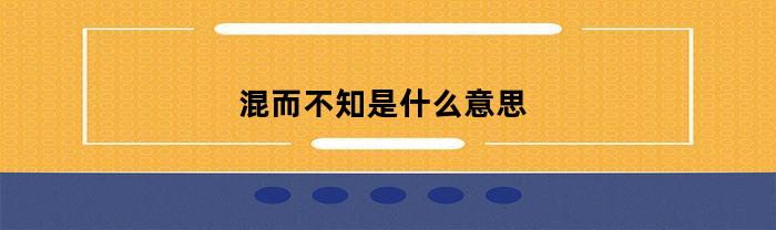 混而不知：摸黑乱搞还是混沌未知？