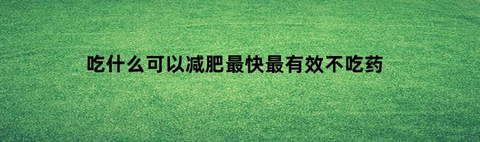 吃什么可以减肥最快最有效不吃药