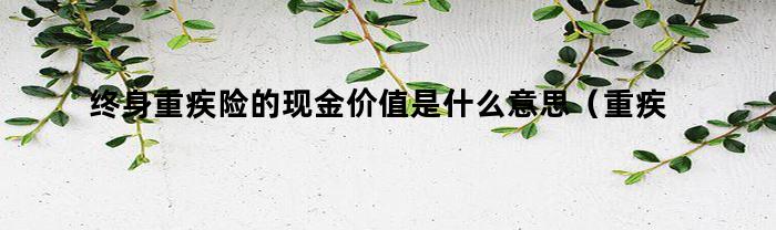 终身重疾险的现金价值是什么意思（重疾险的年金转换是什么意思）