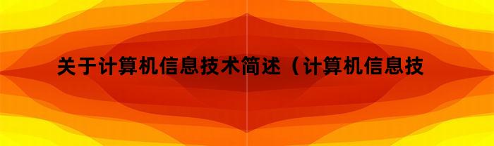 关于计算机信息技术简述（计算机信息技术）