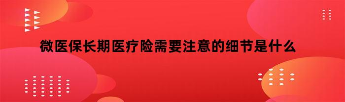 微医保长期医疗险需要注意的细节是什么（微医保长期医疗险需要注意的细节是什么意思）