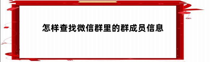 怎样查找微信群里的群成员信息