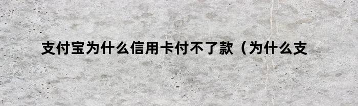 支付宝为什么信用卡付不了款（为什么支付宝用不了信用卡付款了）