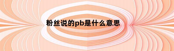 粉丝说的pb是什么意思