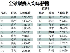 欧洲足球联赛球员薪资排名：C罗高居第一，足坛年收入揭秘