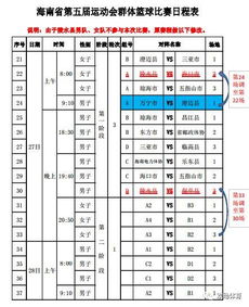 海南省大运会篮球赛程时间表