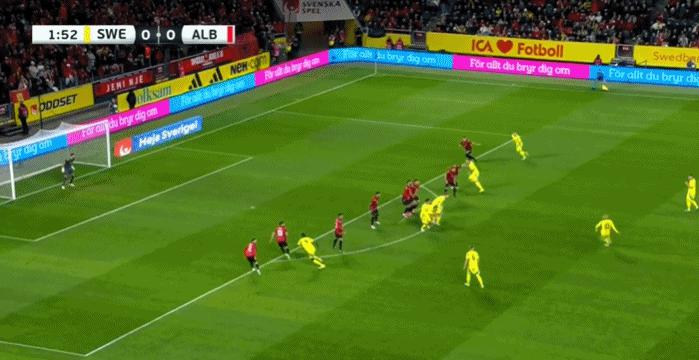 友谊赛战报：布罗亚进球被越位判定 史宾特尼尔森一锤定音 瑞典1-0拿下阿尔巴尼亚