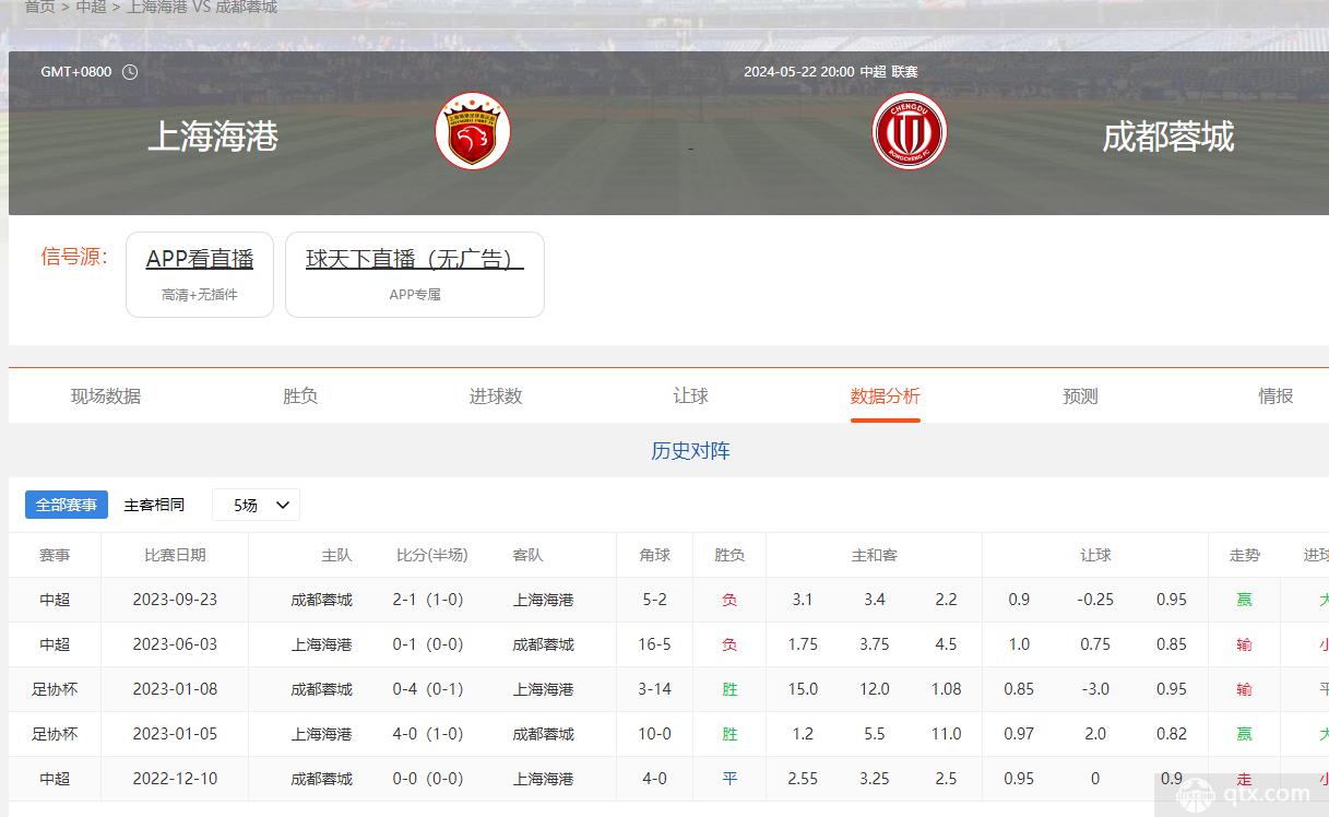 中超直播：上海海港对阵成都蓉城，转播频道在哪里看？