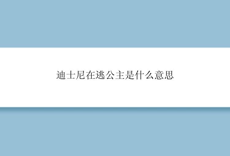 迪士尼在逃公主是什么意思