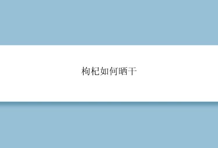 枸杞如何晒干