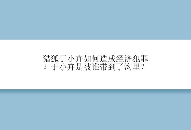 猎狐于小卉如何造成经济犯罪？于小卉是被谁带到了沟里？