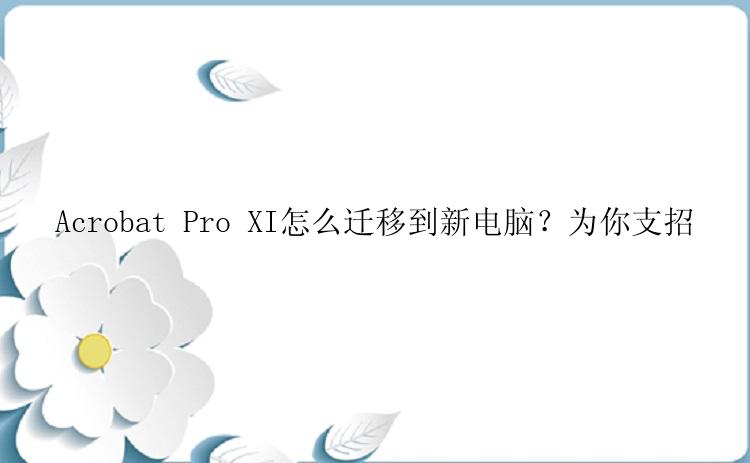 Acrobat Pro XI怎么迁移到新电脑？为你支招